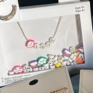 New Gold Tone Multicolored Bead Make Your Own Charm Necklace Gift Set